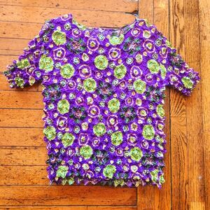 F.C. Tops‎ Vintage Y2K Purple and Green Short Sleeve Scrunch Top